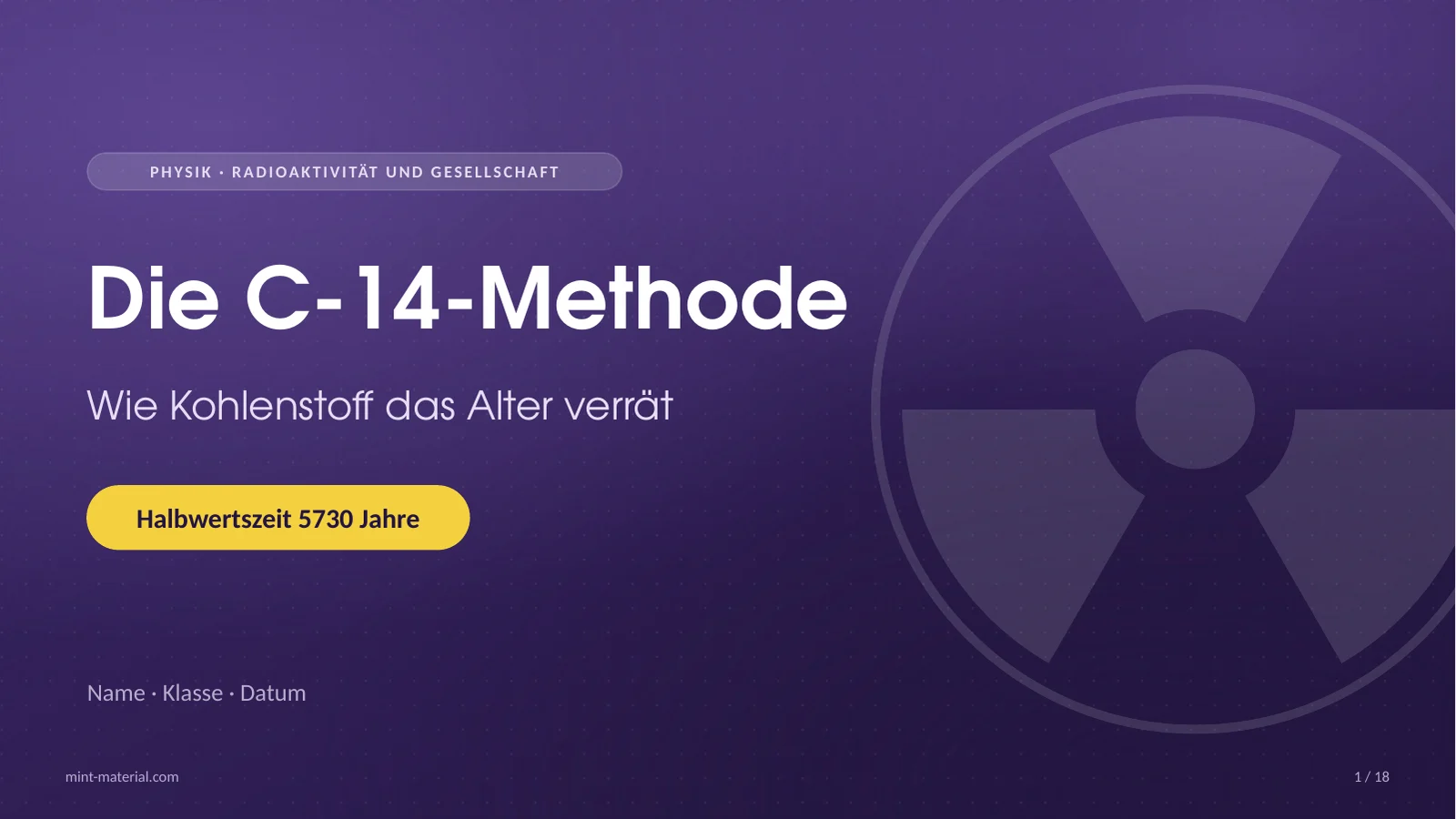 Folie 1: Die C-14-Methode