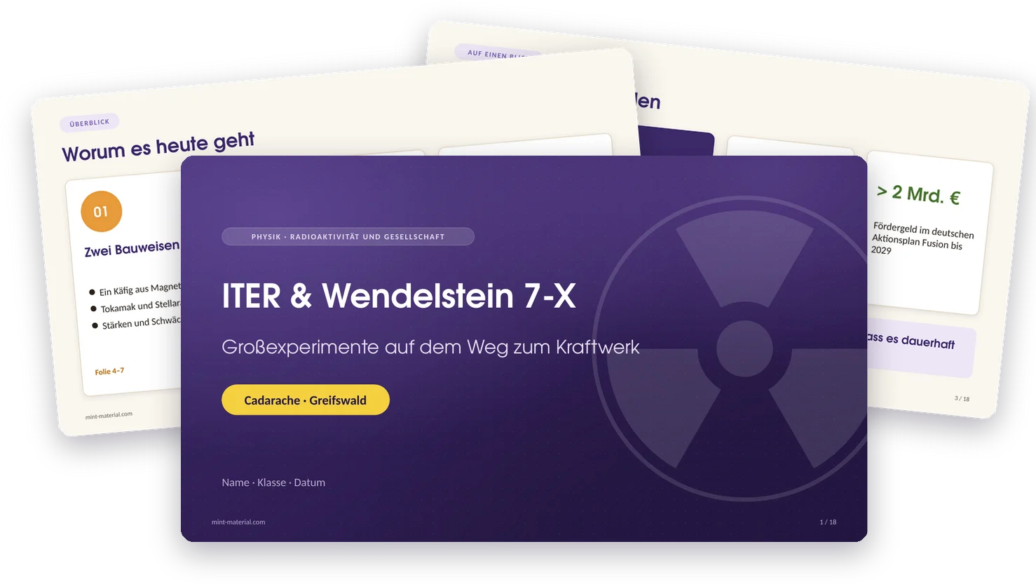 Titelfolie der Präsentation, dahinter Inhalts- und Kennzahlenfolie