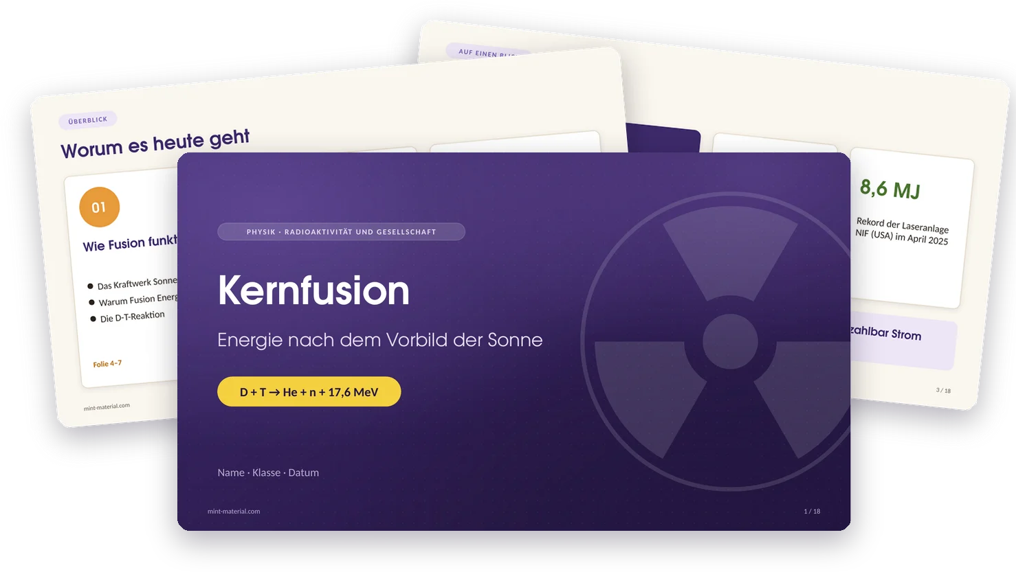 Titelfolie der Präsentation, dahinter Inhalts- und Kennzahlenfolie