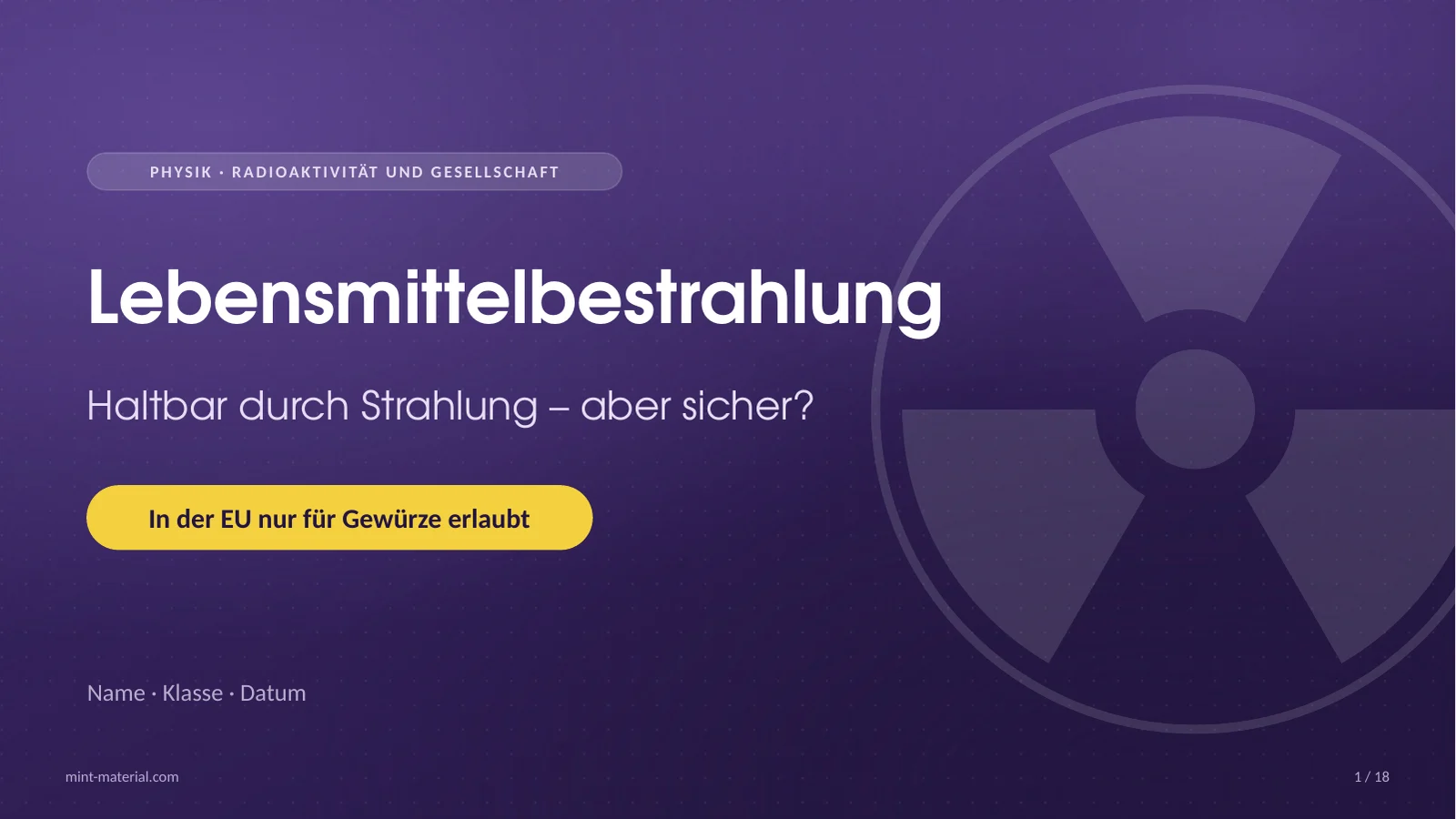Folie 1: Lebensmittelbestrahlung