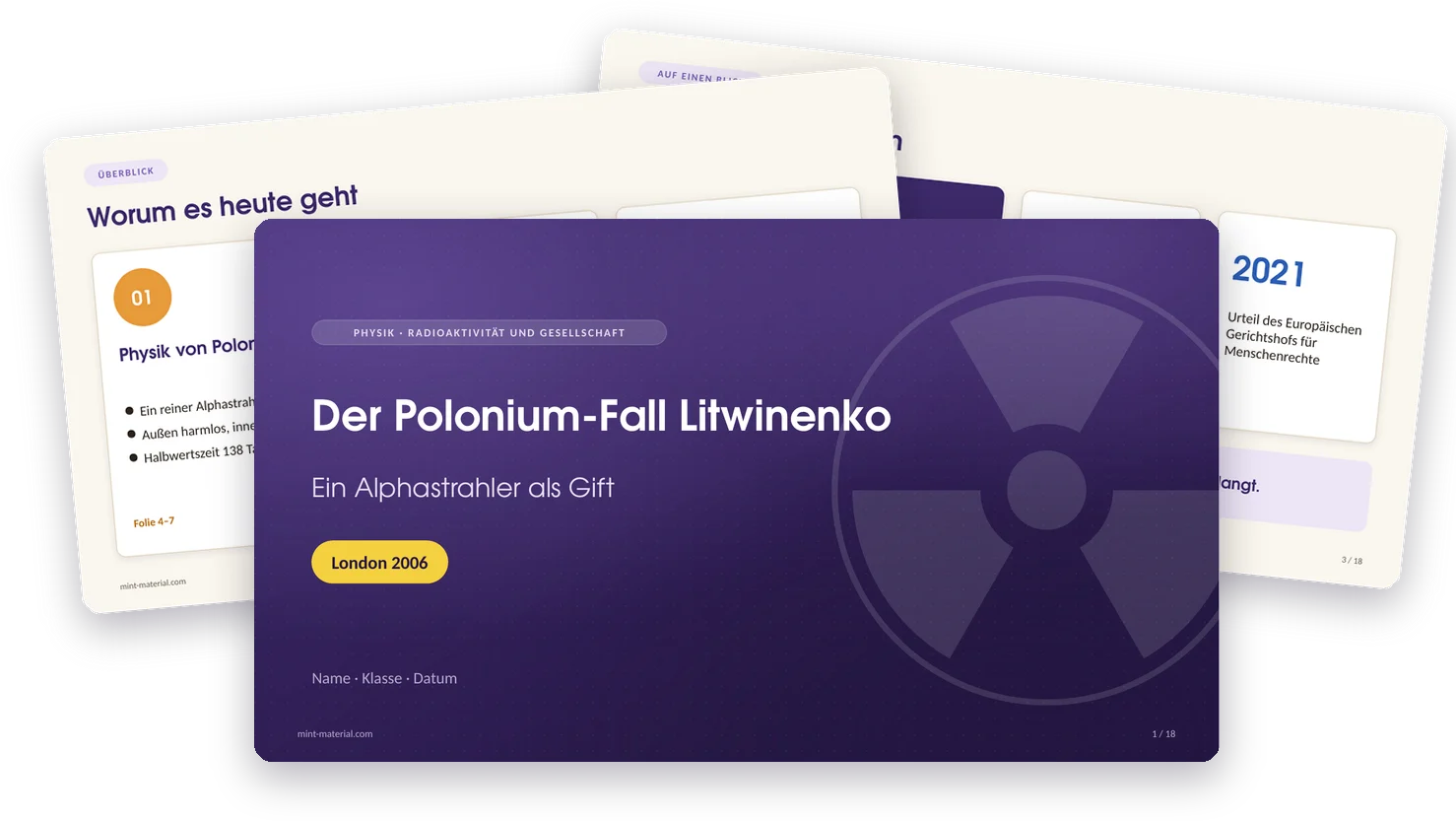 Titelfolie der Präsentation, dahinter Inhalts- und Kennzahlenfolie